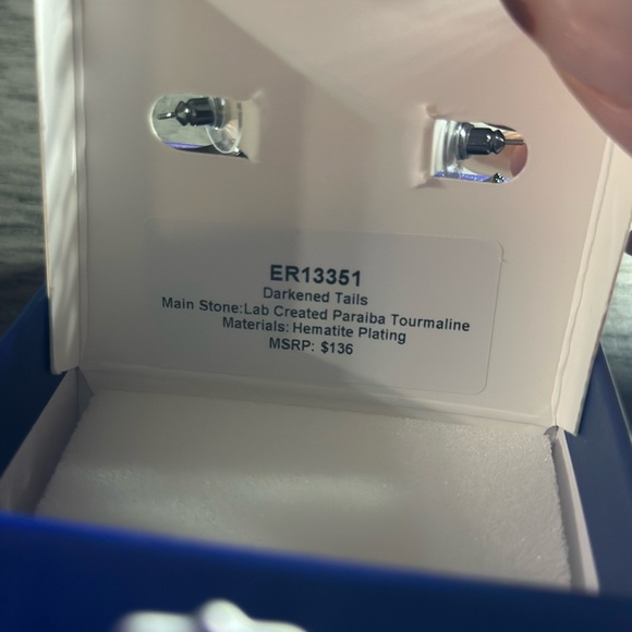 Bomb Party 2025 Sirens Earrings-Darkened Tails-Lab Created Paraiba Tourmaline - Picture 4 of 4